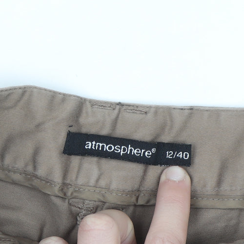 Atmosphere Women Beige Chino Shorts Size 12 Cotton Blend Casual
