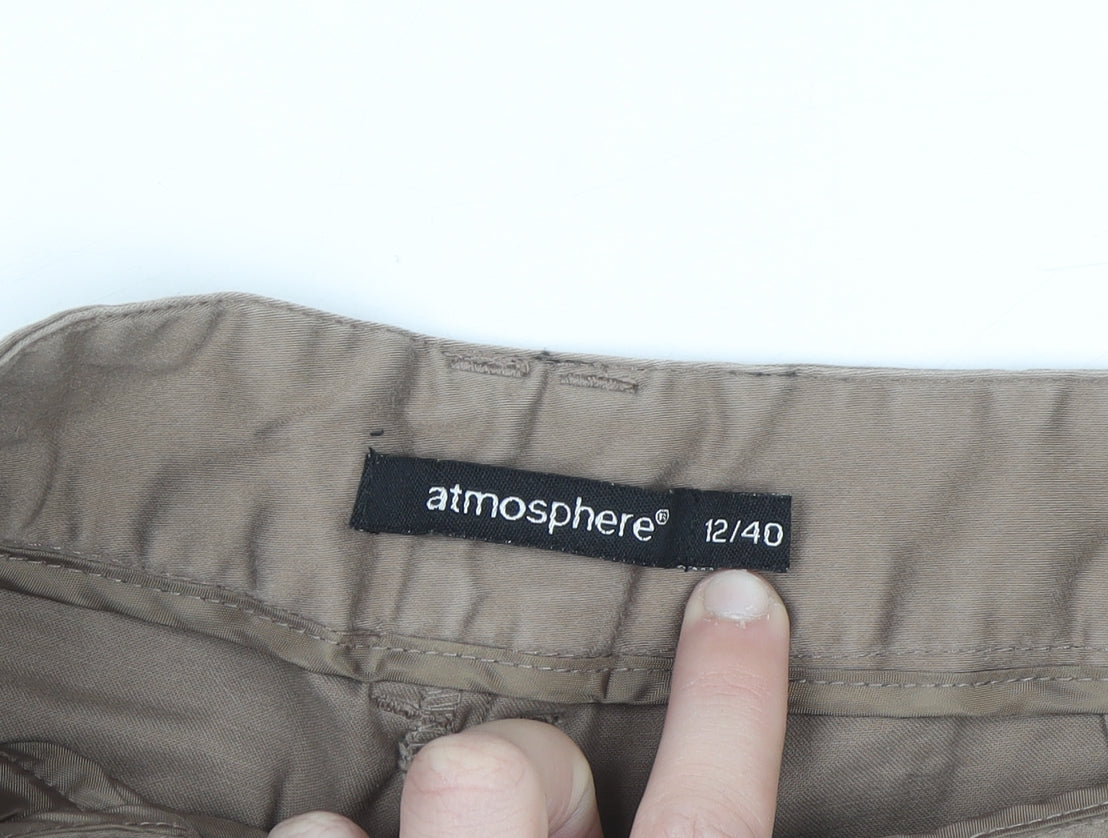 Atmosphere Women Beige Chino Shorts Size 12 Cotton Blend Casual