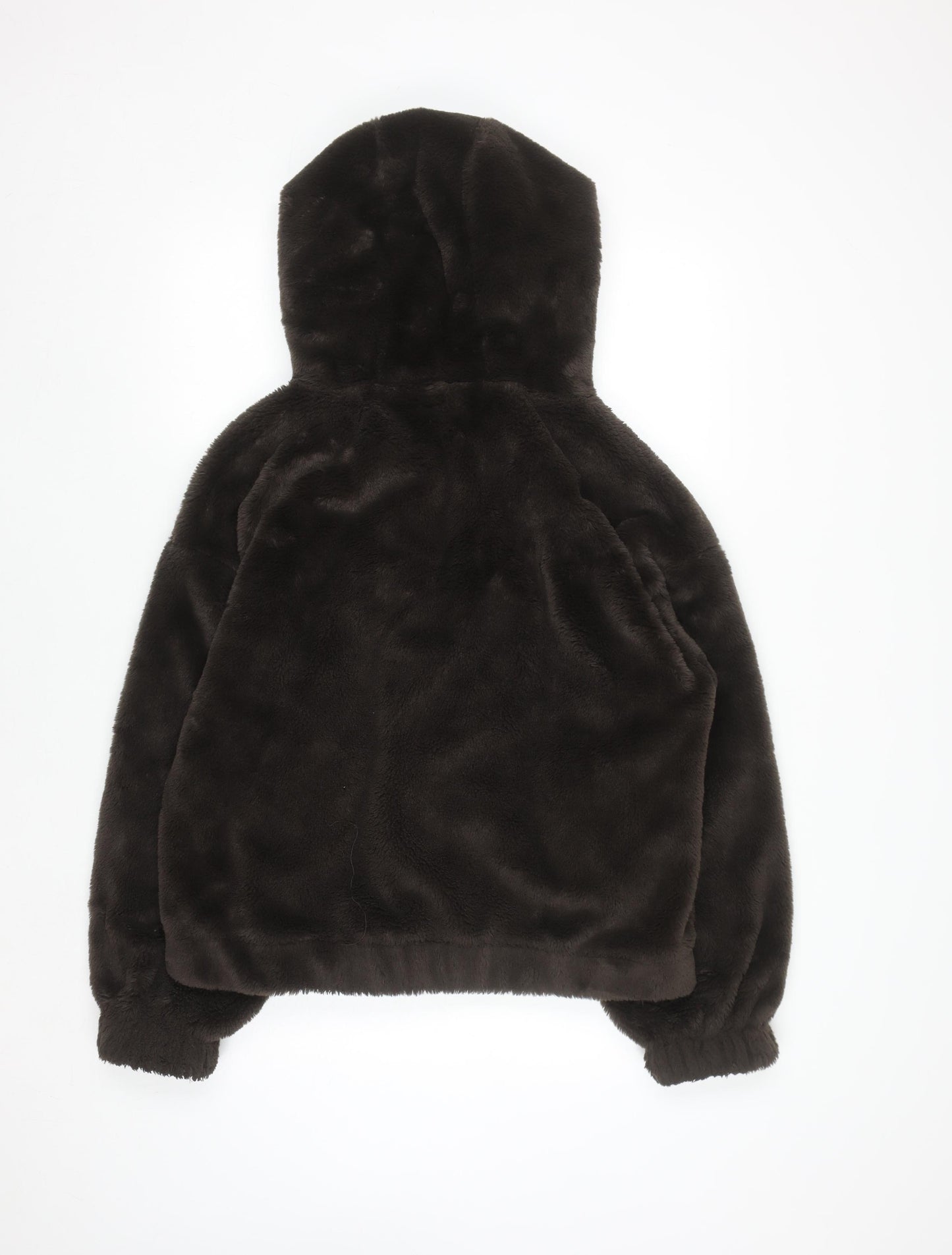 F&F Women Brown Faux Fur Hooded Short Jacket UK 16