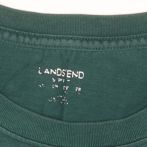 Lands’ End Men’s Green Cotton Crew Neck Short Sleeve T-Shirt Size L