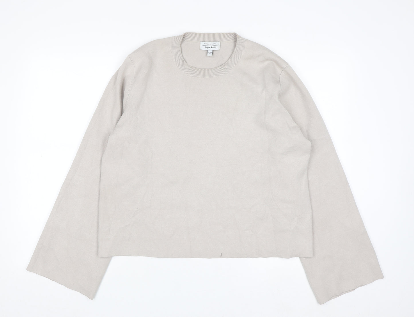 & Other Stories Women Beige Crew Neck Viscose Blend Jumper Size 12