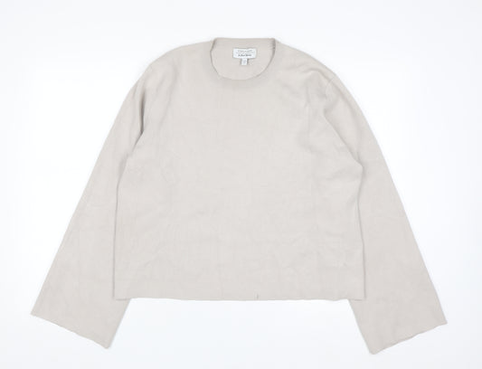 & Other Stories Women Beige Crew Neck Viscose Blend Jumper Size 12