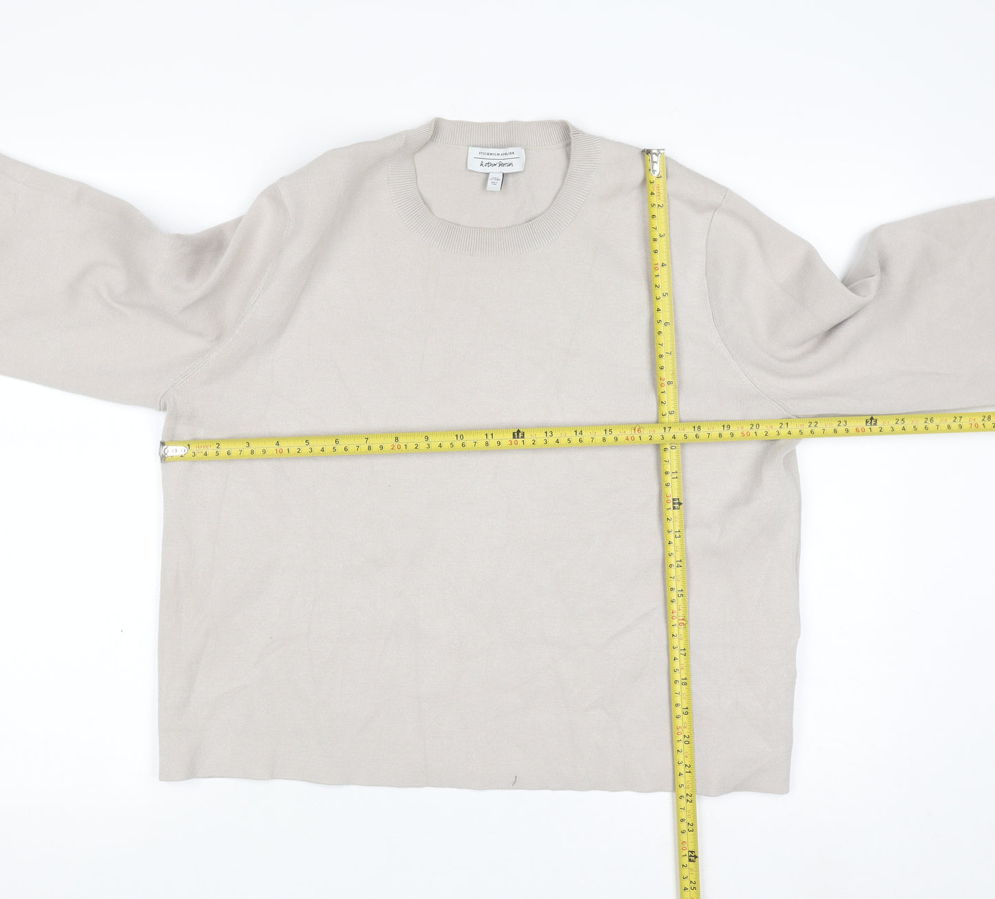& Other Stories Women Beige Crew Neck Viscose Blend Jumper Size 12