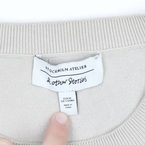 & Other Stories Women Beige Crew Neck Viscose Blend Jumper Size 12
