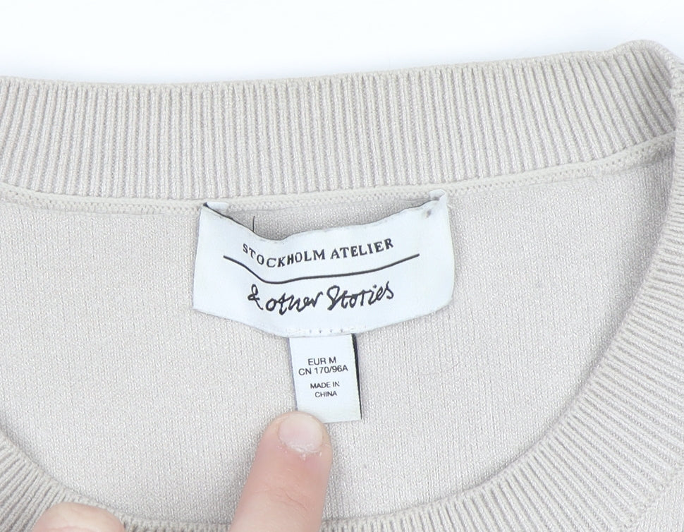 & Other Stories Women Beige Crew Neck Viscose Blend Jumper Size 12