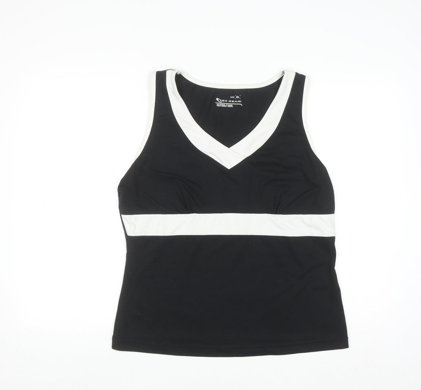 Tek Gear Women's Black XL V-Neck Colourblock Active Tank Top