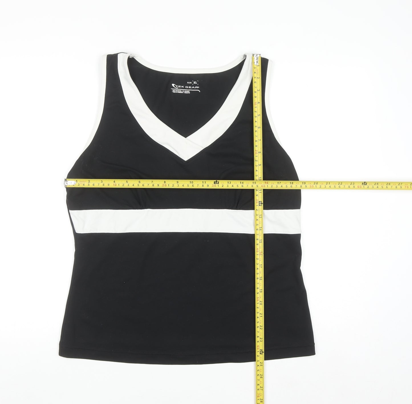 Tek Gear Women's Black XL V-Neck Colourblock Active Tank Top
