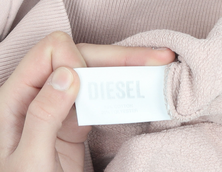 Diesel Women's Beige Pullover Hoodie XS Cotton Blend Casual