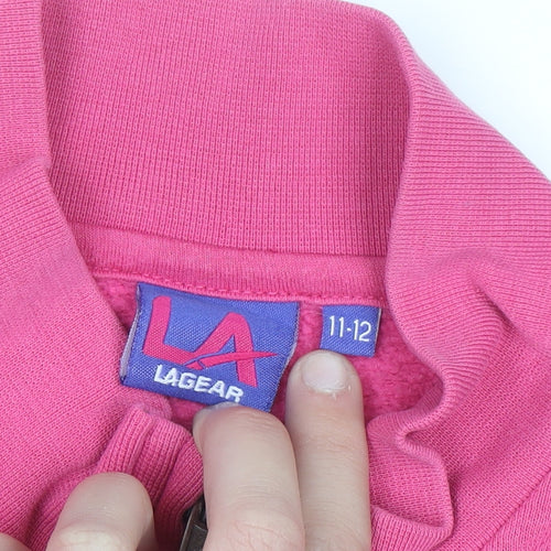 LA Gear Girls Pink Full Zip Fleece Sweatshirt 11-12 Years