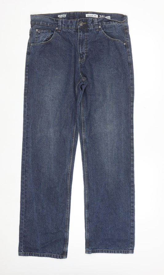 Easy 1973 Men's Blue Regular Fit Straight Denim Jeans 36W 34L
