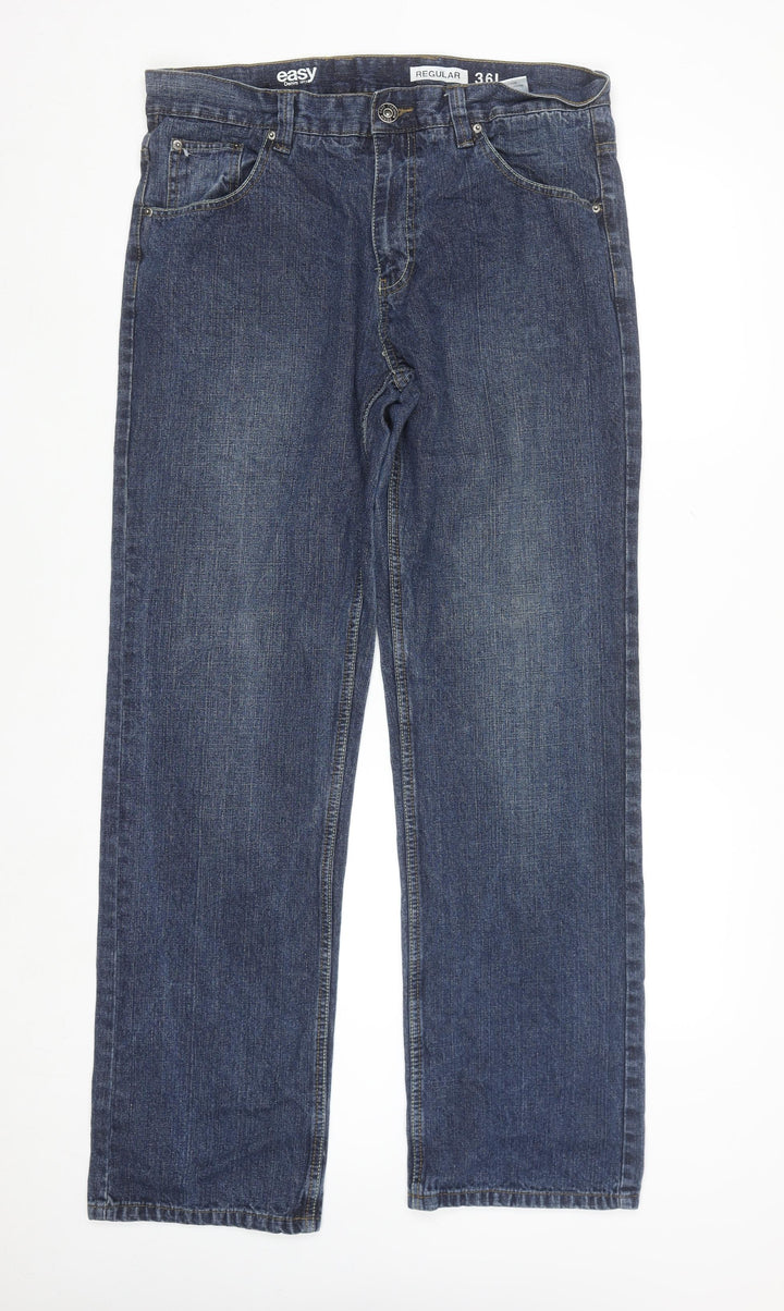 Easy 1973 Men's Blue Regular Fit Straight Denim Jeans 36W 34L