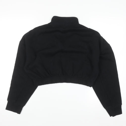Lonsdale Women Black 1/2 Zip Cropped Sweatshirt Size 12 Cotton Blend