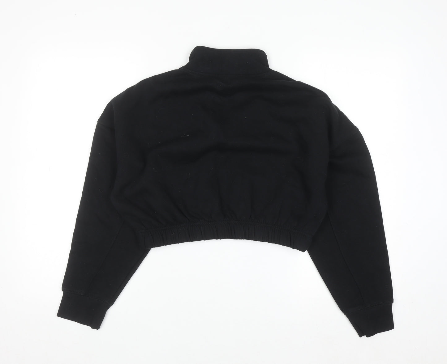 Lonsdale Women Black 1/2 Zip Cropped Sweatshirt Size 12 Cotton Blend