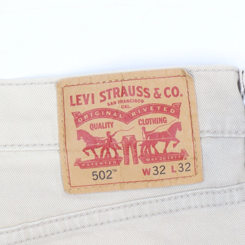 Levi's Men Beige 502 Regular Fit Straight Jeans W32 L32