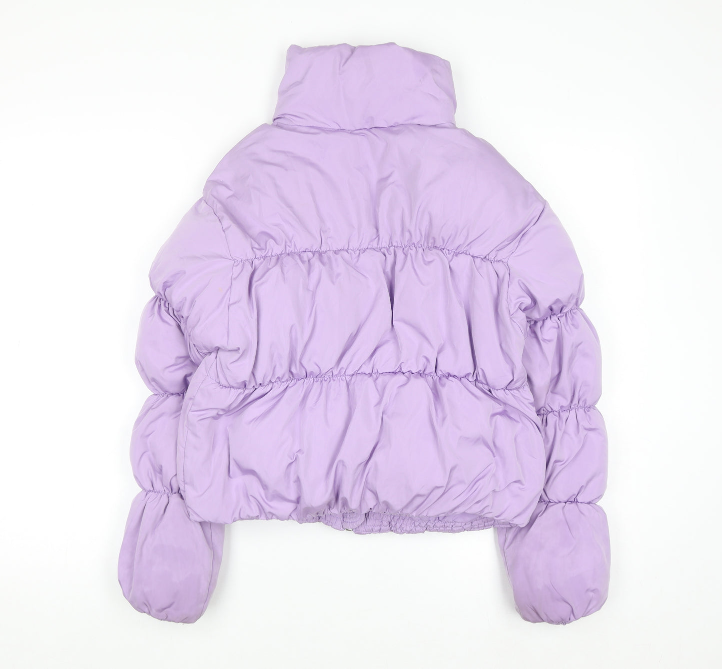 Bershka Women Purple Cropped Puffer Jacket XS Lined Zip