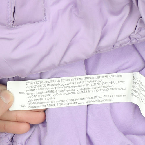 Bershka Women Purple Cropped Puffer Jacket XS Lined Zip