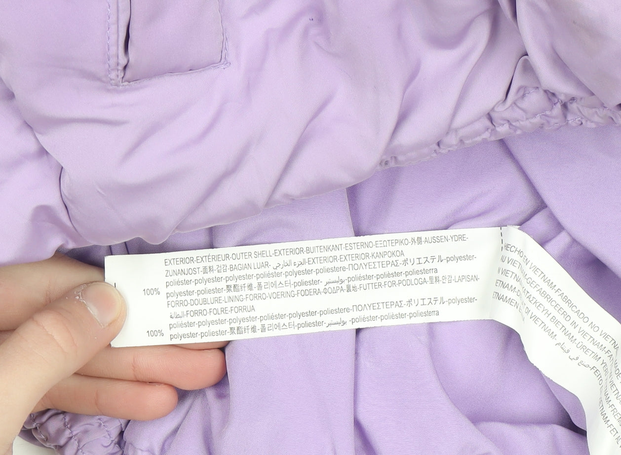 Bershka Women Purple Cropped Puffer Jacket XS Lined Zip