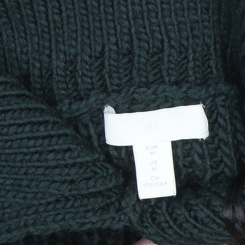 H&M Women's Green Collared Chunky Knit Pullover Jumper Size M