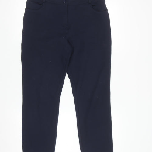 Dunnes Women's Navy Blue Slim Fit Stretch Trousers Size 10