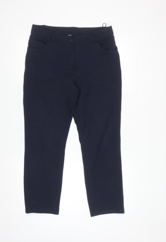Dunnes Women's Navy Blue Slim Fit Stretch Trousers Size 10
