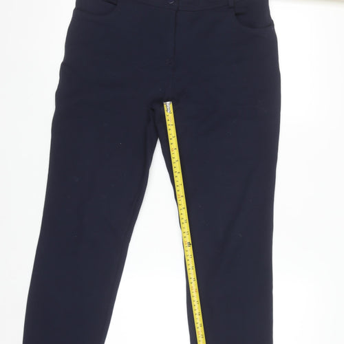 Dunnes Women's Navy Blue Slim Fit Stretch Trousers Size 10