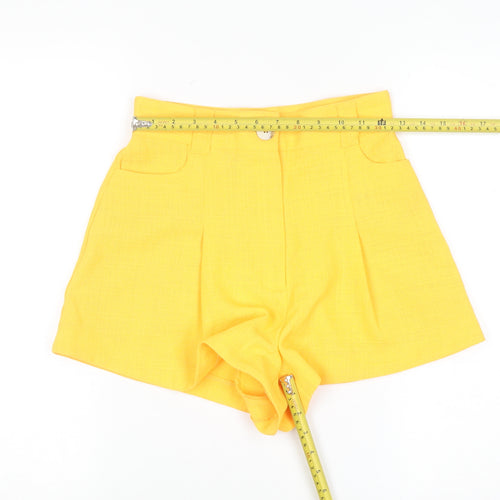 River Island Women's Yellow High Waist Paperbag Shorts Size 6