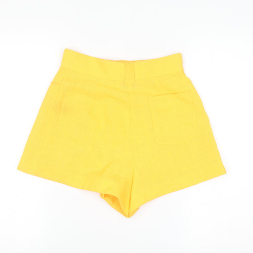 River Island Women's Yellow High Waist Paperbag Shorts Size 6