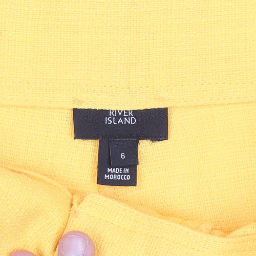 River Island Women's Yellow High Waist Paperbag Shorts Size 6