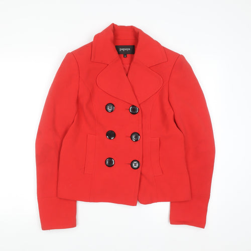 Papaya Women's Red Size 12 Pea Coat Jacket Classic Short