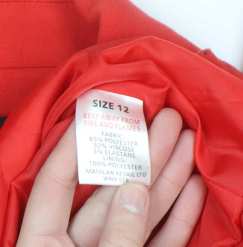 Papaya Women's Red Size 12 Pea Coat Jacket Classic Short