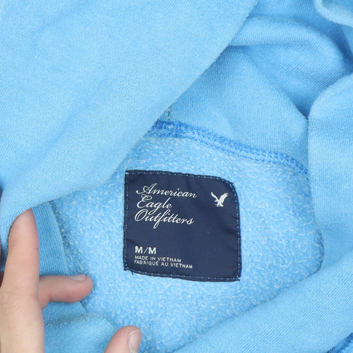 American Eagle Outfitters Women Blue Pullover Hoodie Size M LOVE Print