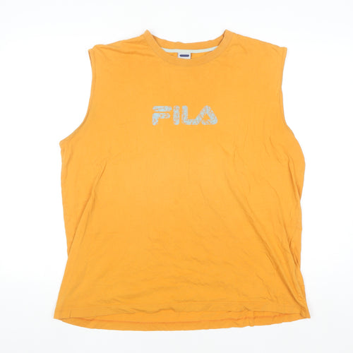FILA Men's Orange XL Sleeveless Cotton Casual Shirt Top