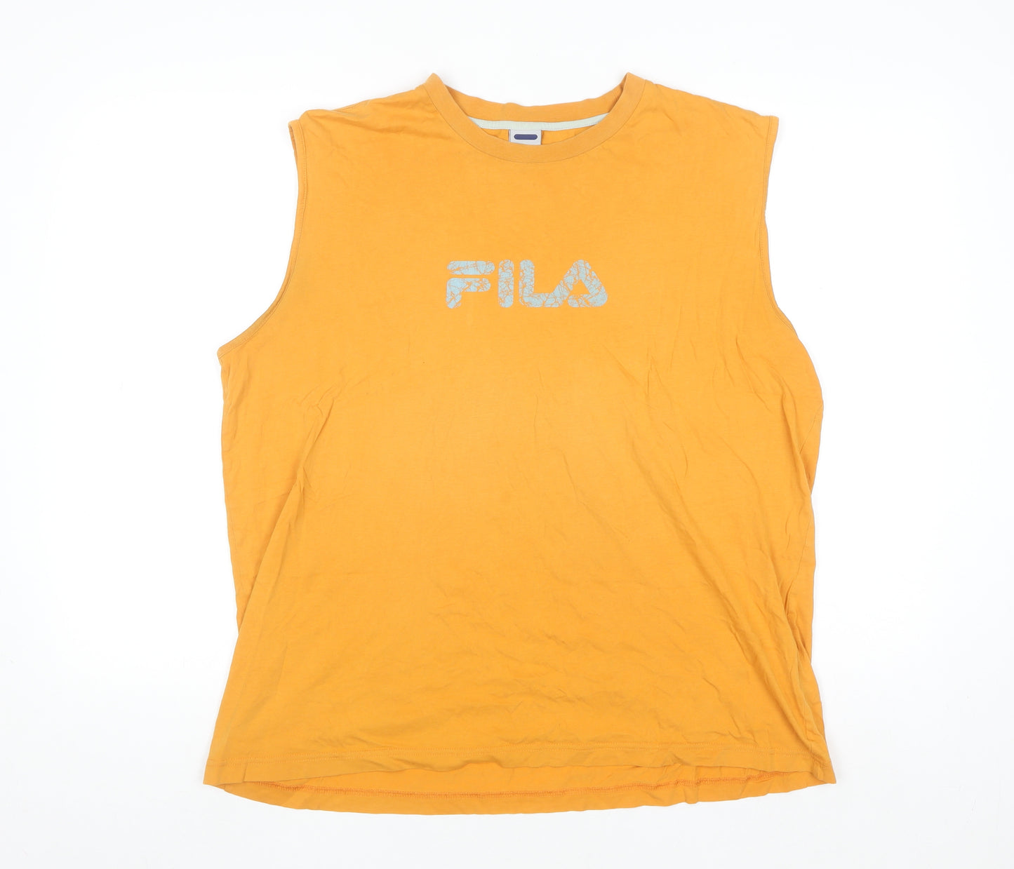 FILA Men's Orange XL Sleeveless Cotton Casual Shirt Top