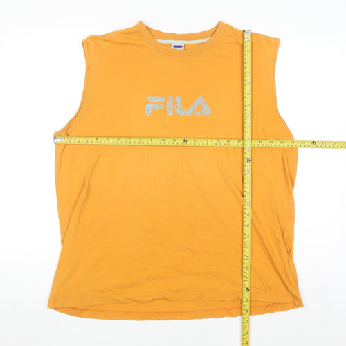 FILA Men's Orange XL Sleeveless Cotton Casual Shirt Top