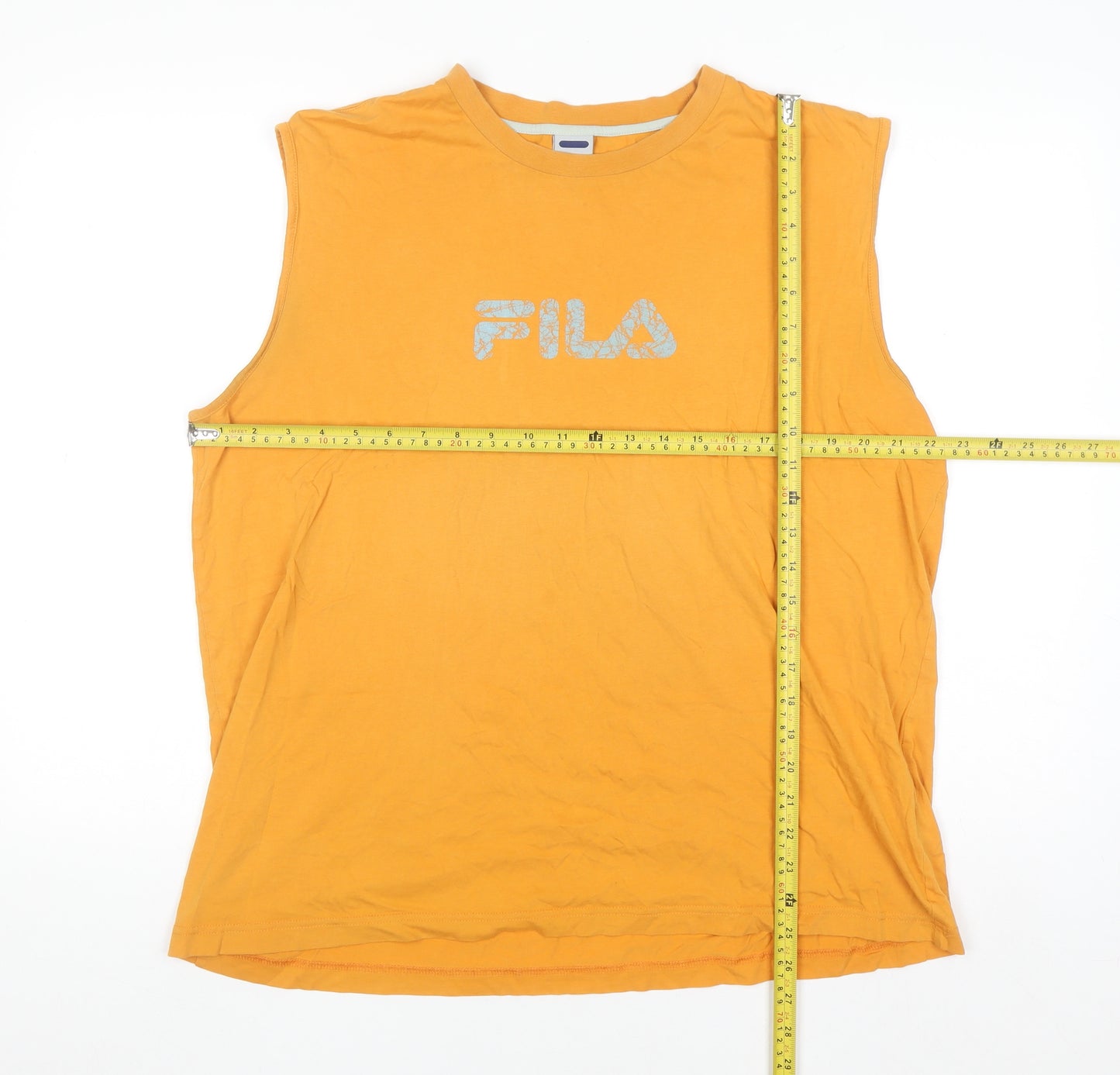 FILA Men's Orange XL Sleeveless Cotton Casual Shirt Top