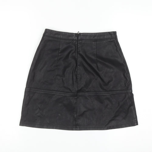 New Look Womens Black Faux Leather Knee Length Pencil Skirt Size 6