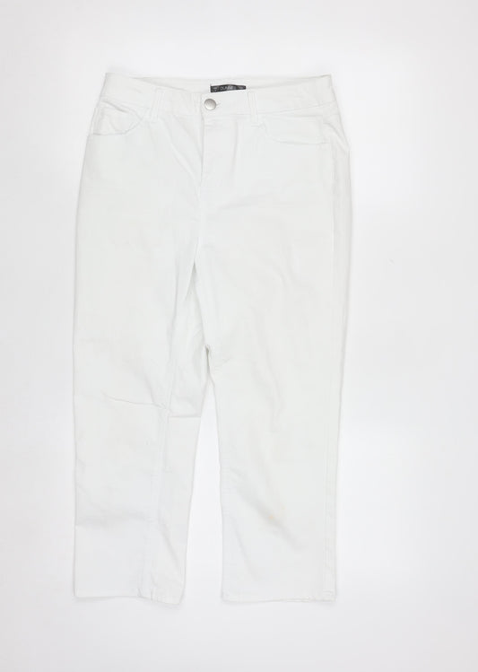 Dunnes Women White Chino Shorts Size 10 Cotton Blend Stretch