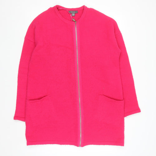 Primark Women's Pink Full Zip Knit Jumper L Long Sleeve