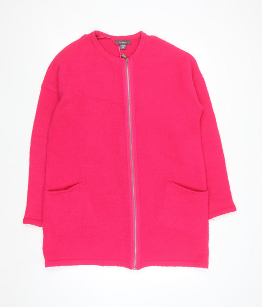 Primark Women's Pink Full Zip Knit Jumper L Long Sleeve