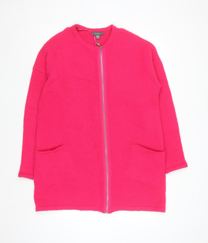 Primark Women's Pink Full Zip Knit Jumper L Long Sleeve