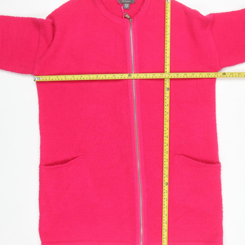 Primark Women's Pink Full Zip Knit Jumper L Long Sleeve
