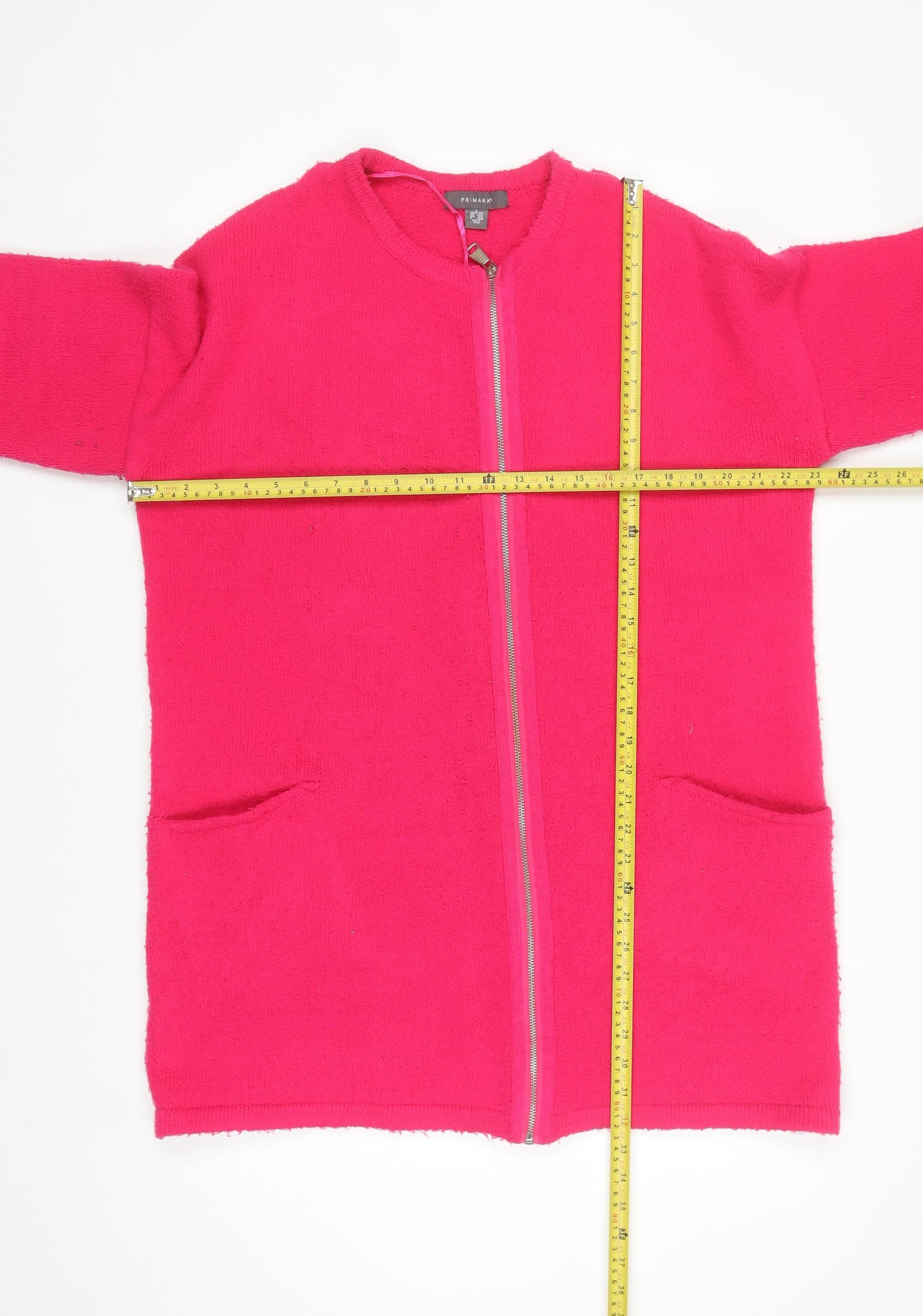 Primark Women's Pink Full Zip Knit Jumper L Long Sleeve