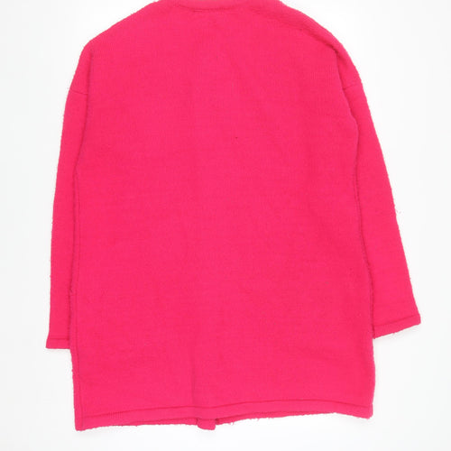 Primark Women's Pink Full Zip Knit Jumper L Long Sleeve