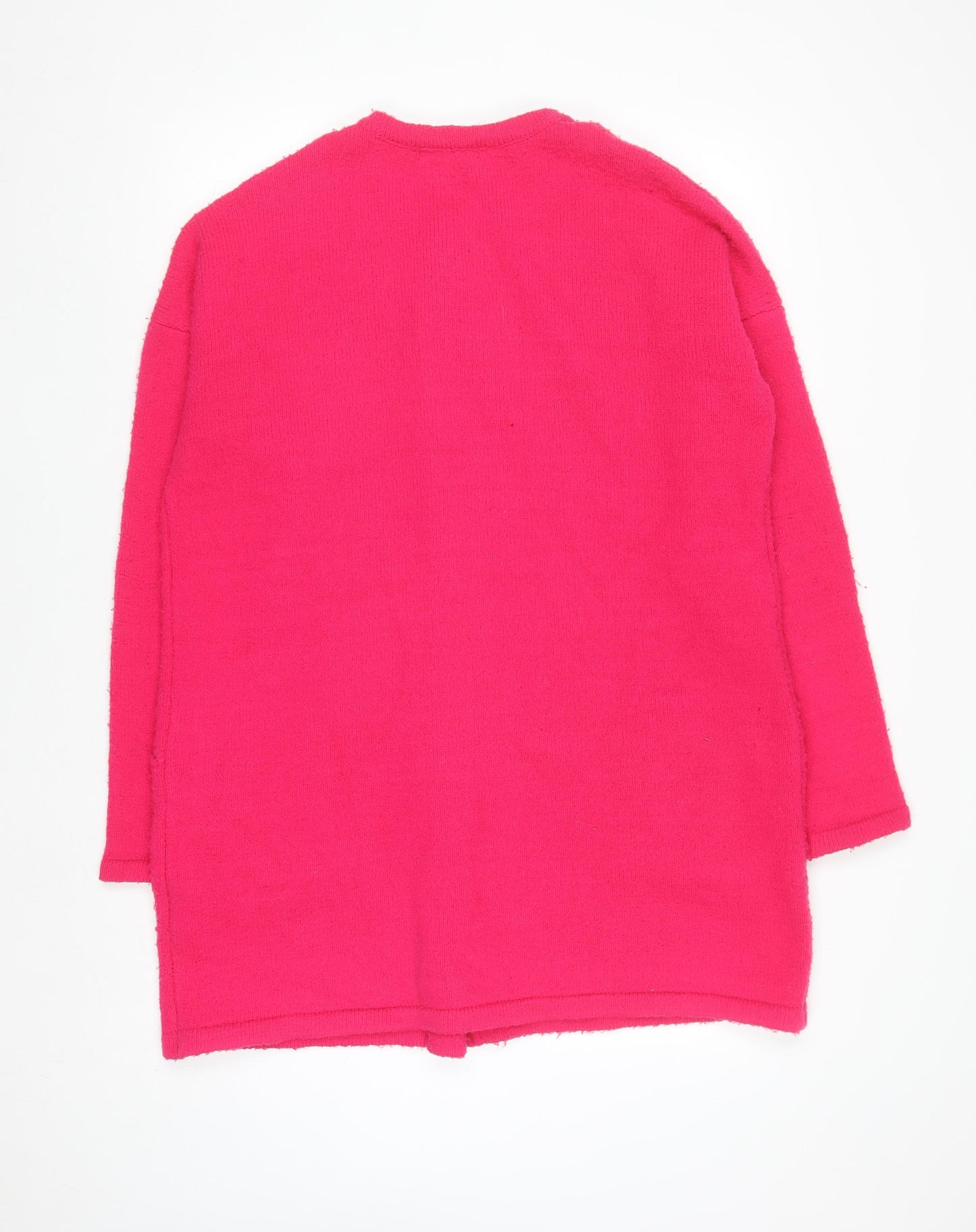 Primark Women's Pink Full Zip Knit Jumper L Long Sleeve