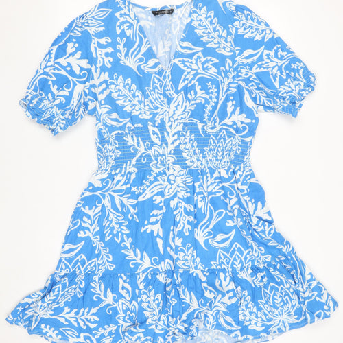 Dunnes Women’s Blue Floral Linen Blend Fit & Flare Dress L