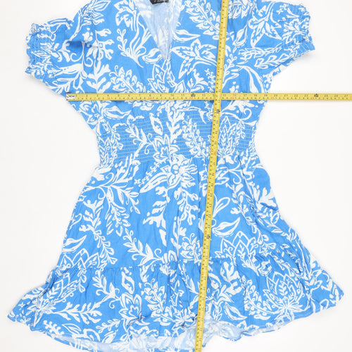 Dunnes Women’s Blue Floral Linen Blend Fit & Flare Dress L