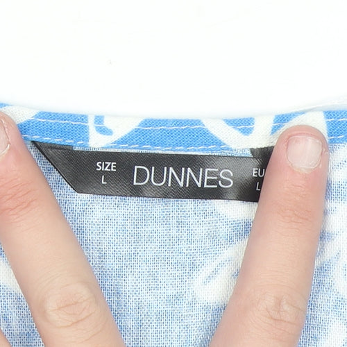 Dunnes Women’s Blue Floral Linen Blend Fit & Flare Dress L