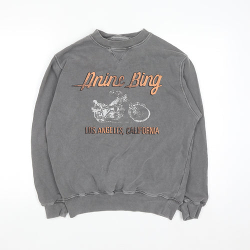 Anine Bing Women's Grey Graphic Pullover Sweatshirt XS Organic Cotton