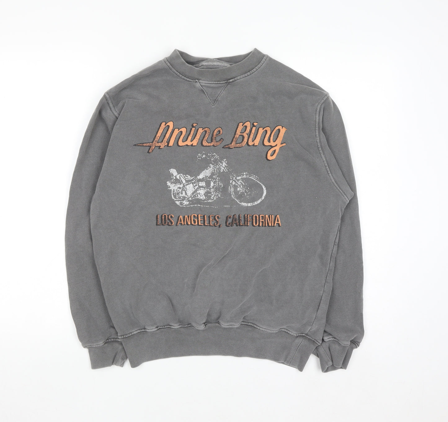 Anine Bing Women's Grey Graphic Pullover Sweatshirt XS Organic Cotton