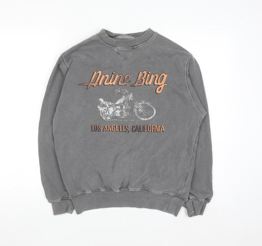 Anine Bing Women's Grey Graphic Pullover Sweatshirt XS Organic Cotton